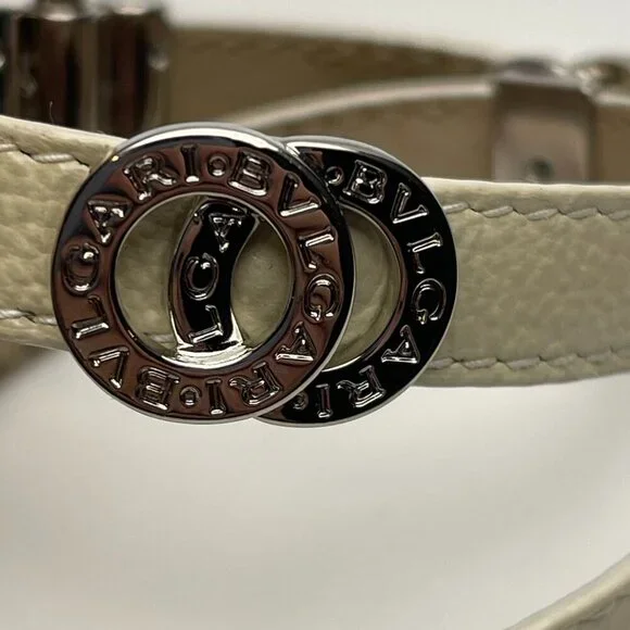 BVLGARI Double Coiled Ivory Leather Double Wrap Bracelet - Preowned